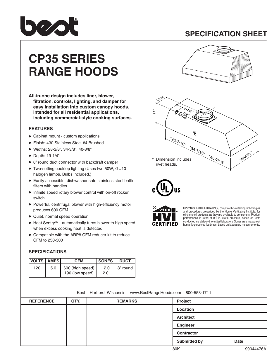 Best CP35 Series User Manual | 2 pages