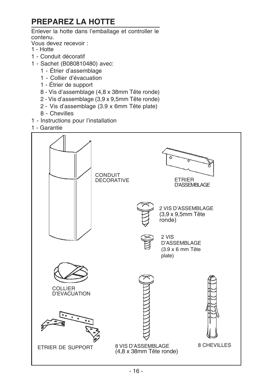 Preparez la hotte | Best K3139 User Manual | Page 16 / 40