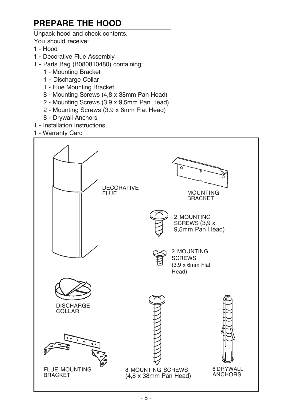 Prepare the hood | Best K3139 User Manual | Page 5 / 40