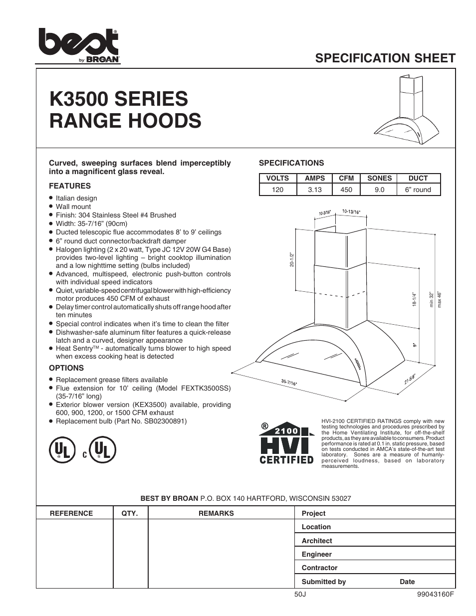 Best K3500 User Manual | 2 pages