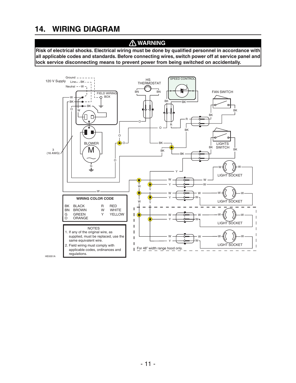 Wiring diagram, Warning | Best WPD28I User Manual | Page 11 / 36