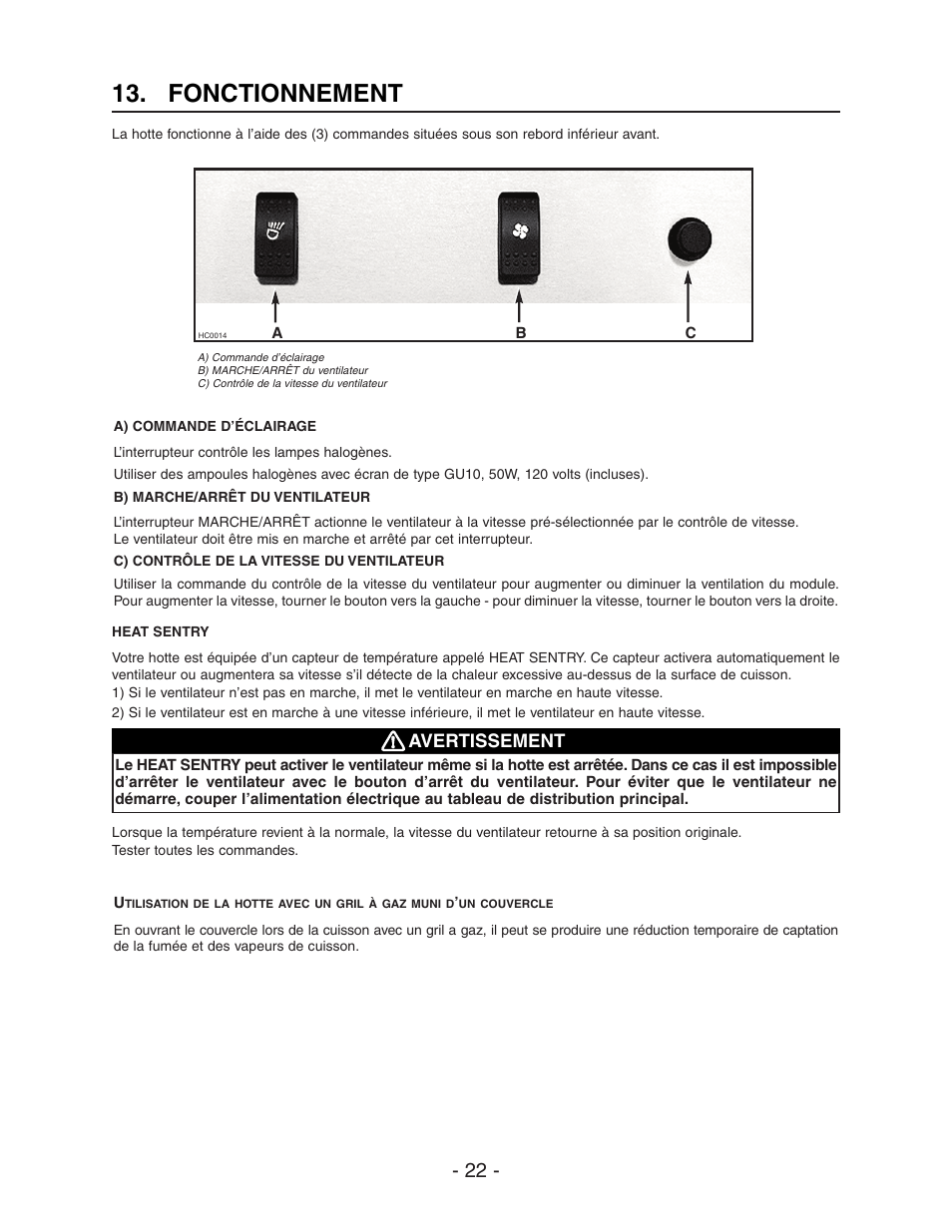 Fonctionnement, Avertissement | Best WPD28I User Manual | Page 22 / 36