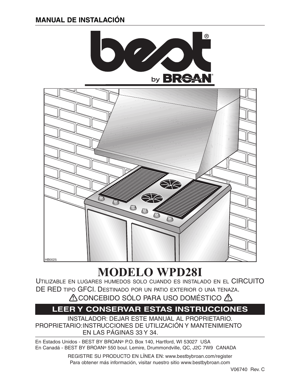 Modelo wpd28i, Leer y conservar estas instrucciones | Best WPD28I User Manual | Page 25 / 36