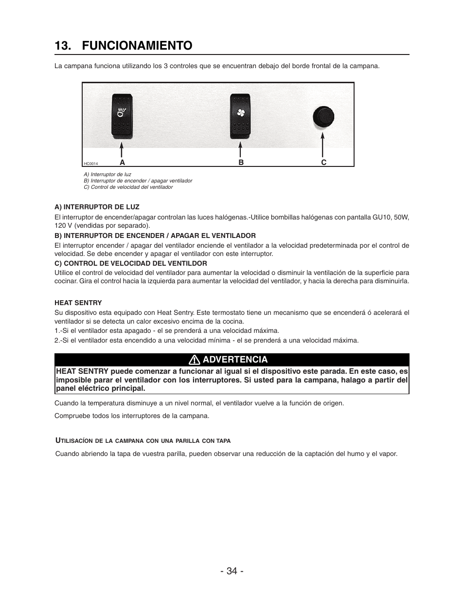 Funcionamiento | Best WPD28I User Manual | Page 34 / 36