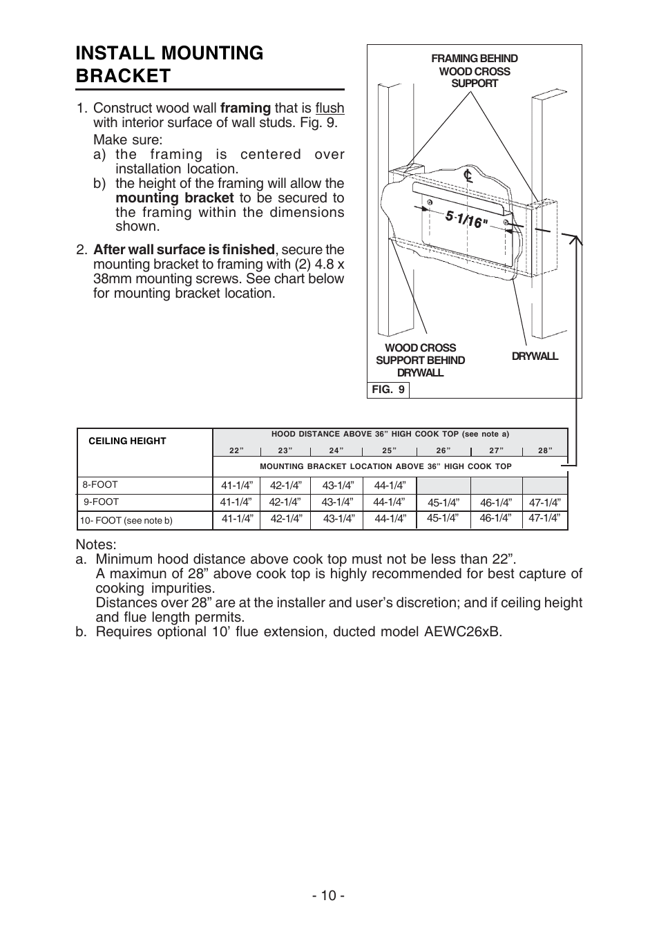 Install mounting bracket | Best WC26E User Manual | Page 10 / 44