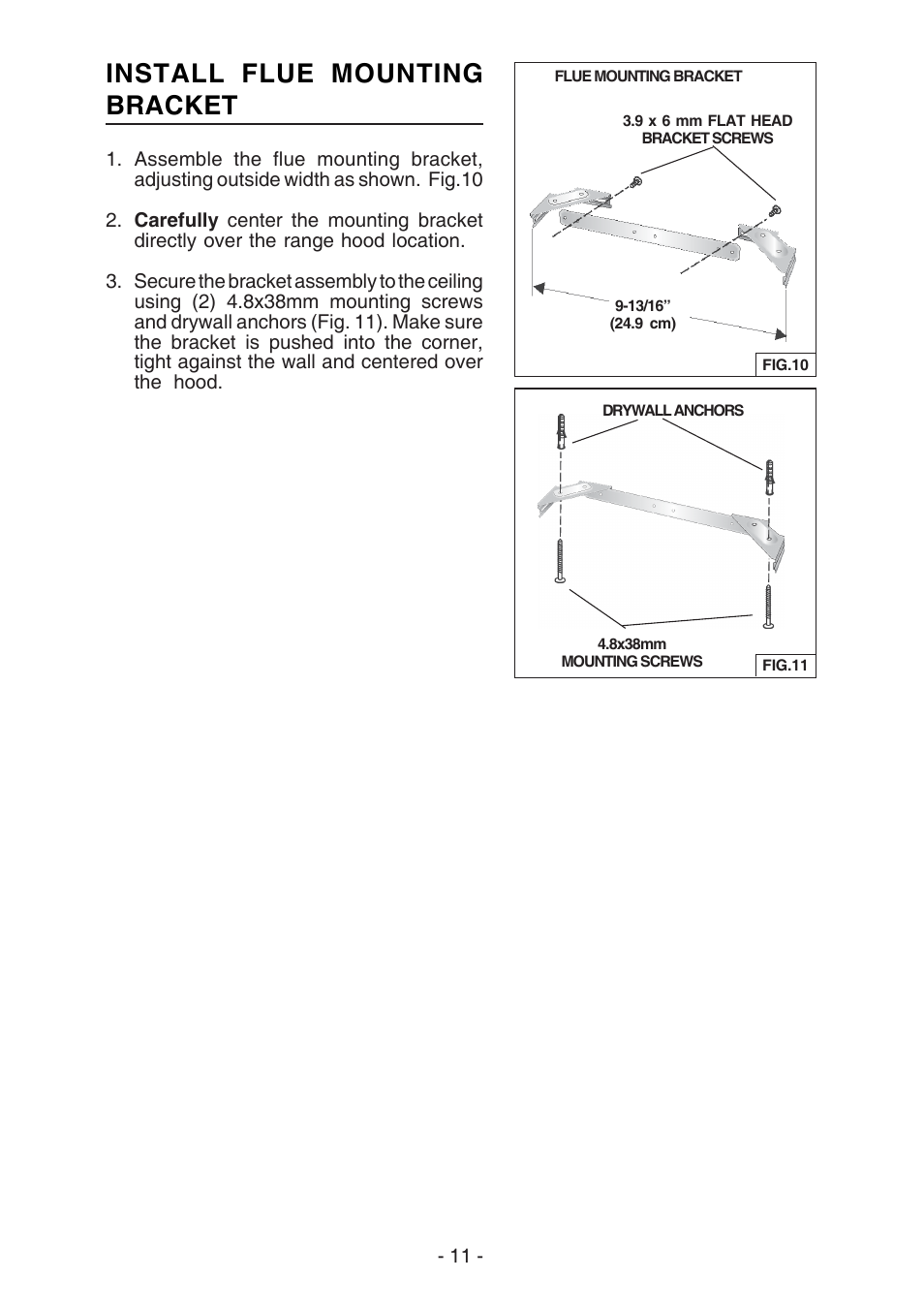 Install flue mounting bracket | Best WC26E User Manual | Page 11 / 44