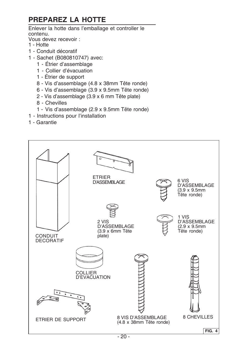 Preparez la hotte | Best WC26E User Manual | Page 20 / 44
