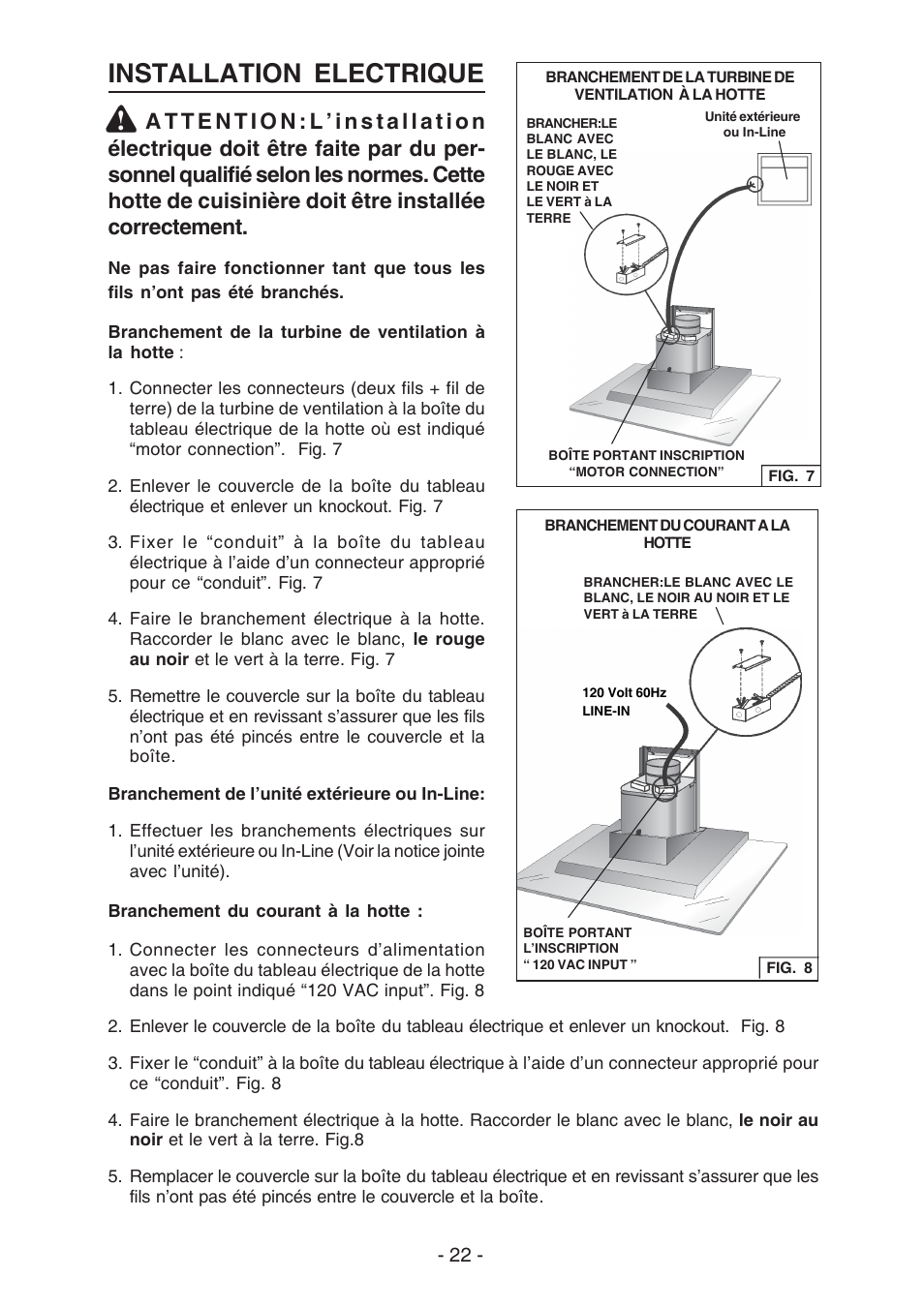 Installation electrique | Best WC26E User Manual | Page 22 / 44