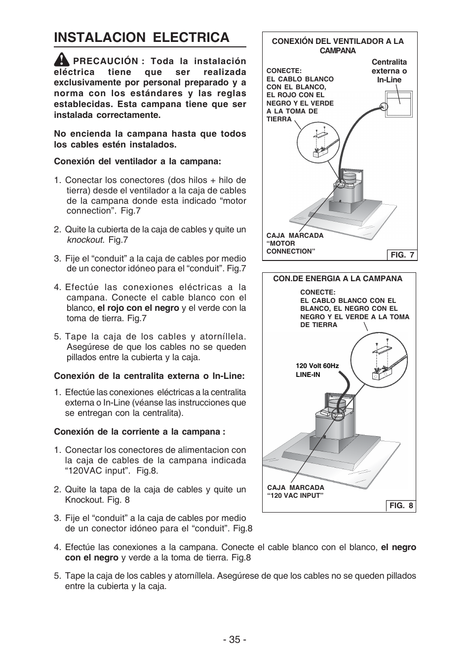 Instalacion electrica | Best WC26E User Manual | Page 35 / 44