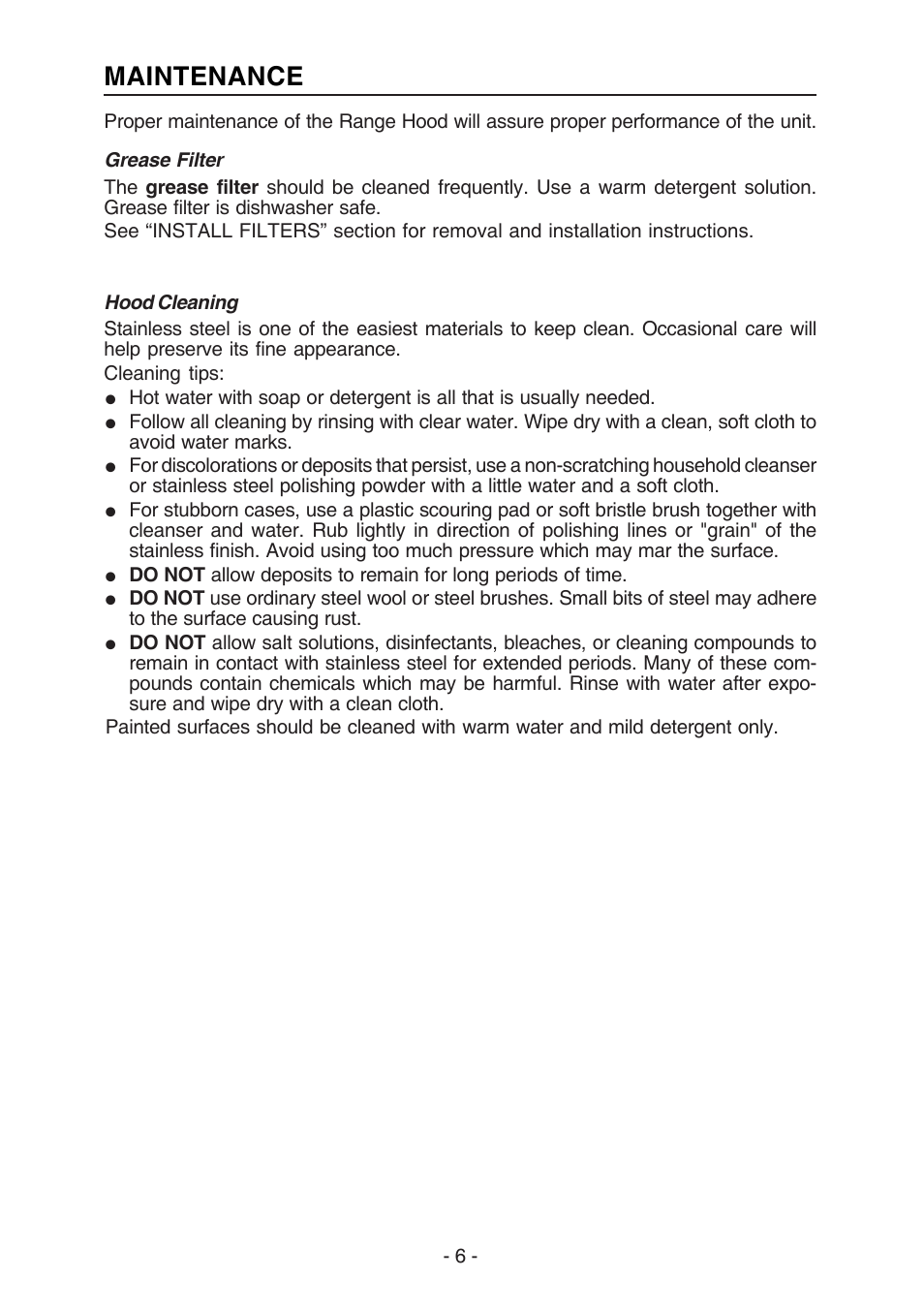 Maintenance | Best WC26E User Manual | Page 6 / 44