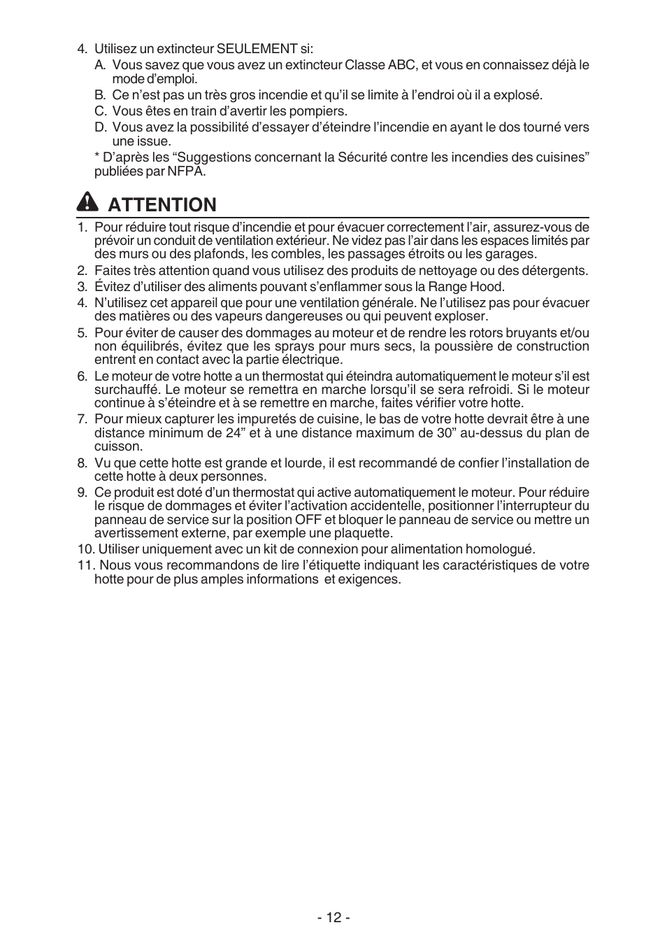 Attention | Best K42 User Manual | Page 12 / 32