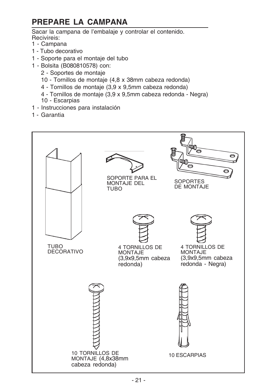 Prepare la campana | Best K42 User Manual | Page 21 / 32