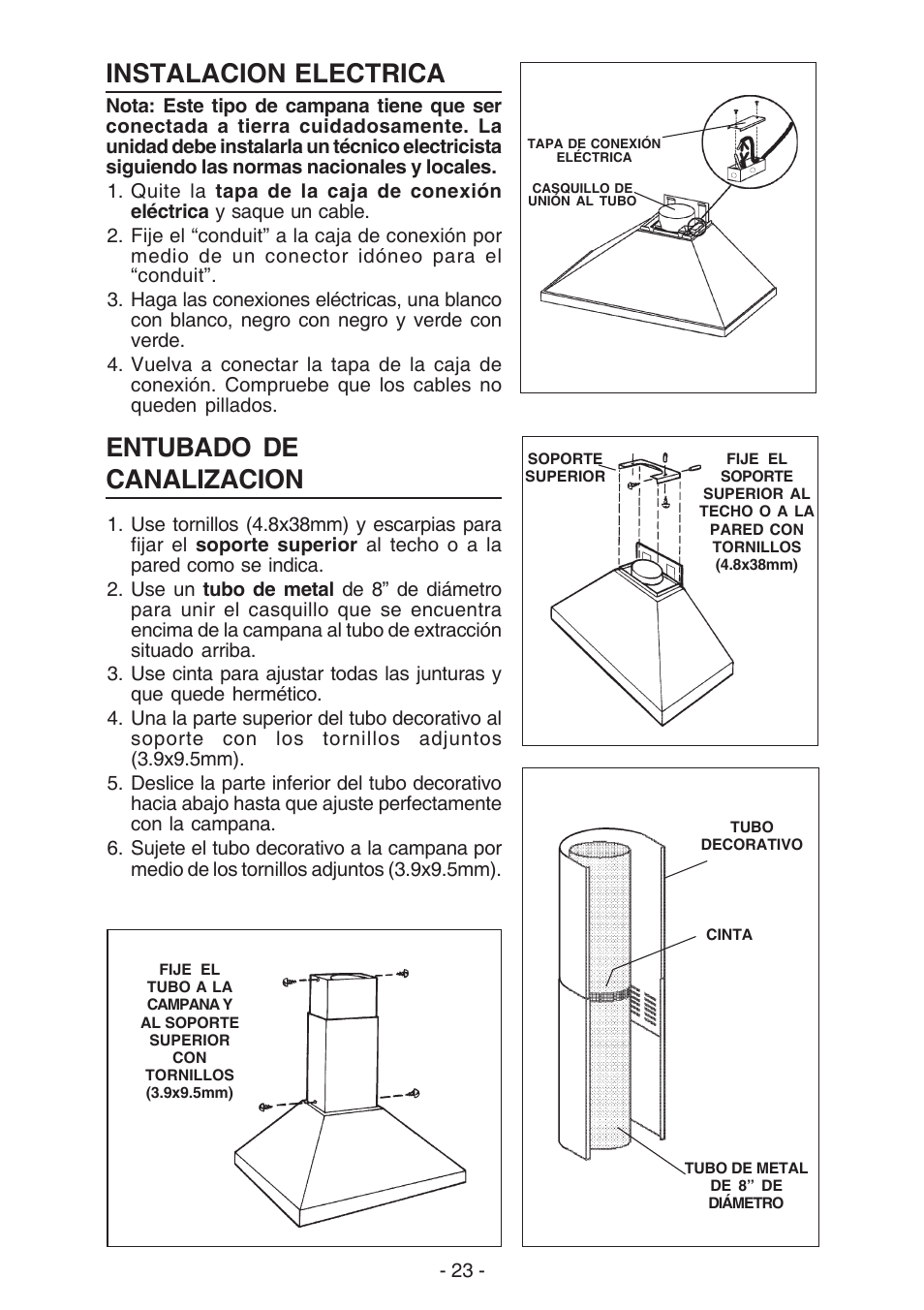 Instalacion electrica, Entubado de canalizacion | Best K42 User Manual | Page 23 / 32