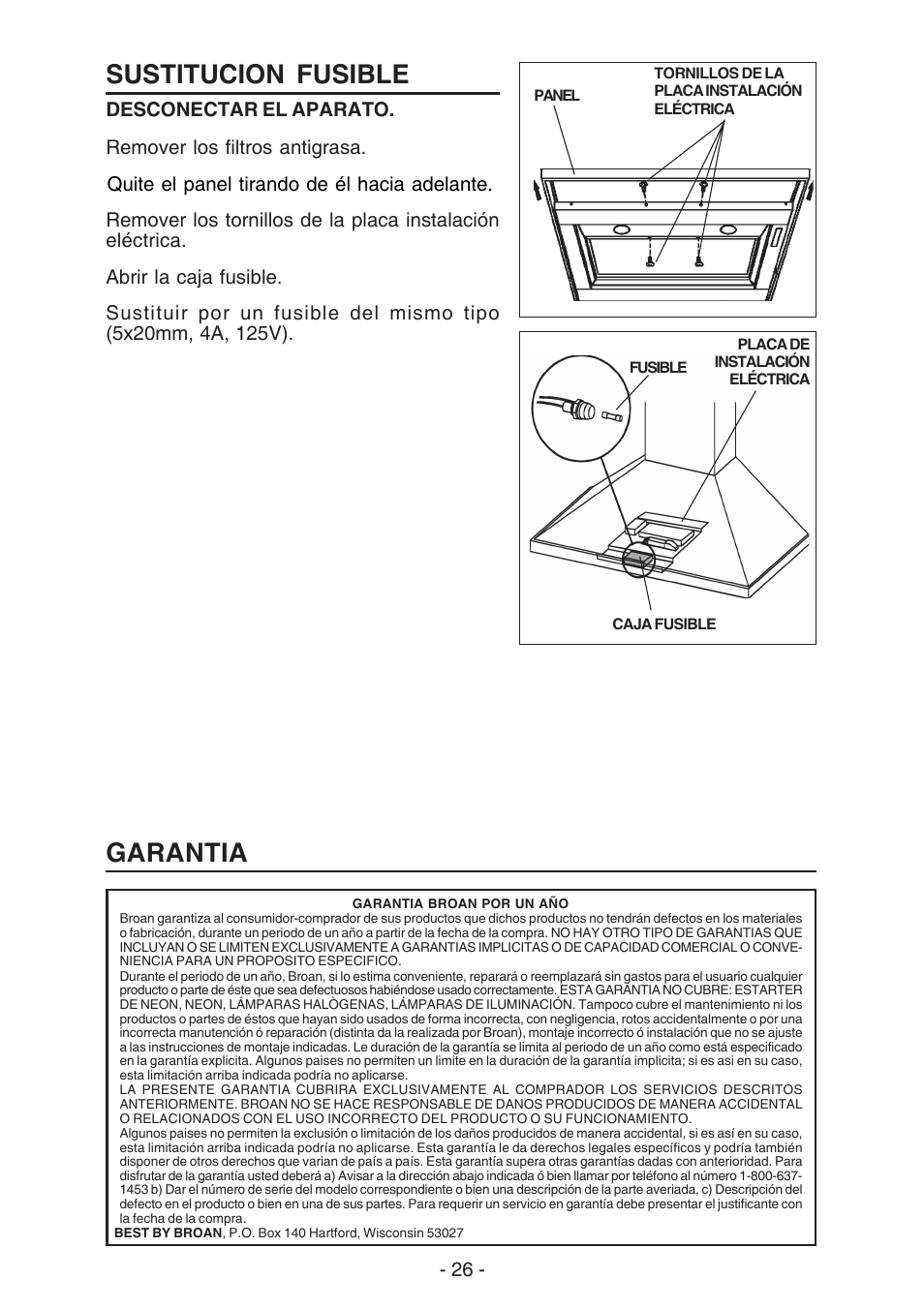 Garantia sustitucion fusible | Best K42 User Manual | Page 26 / 32