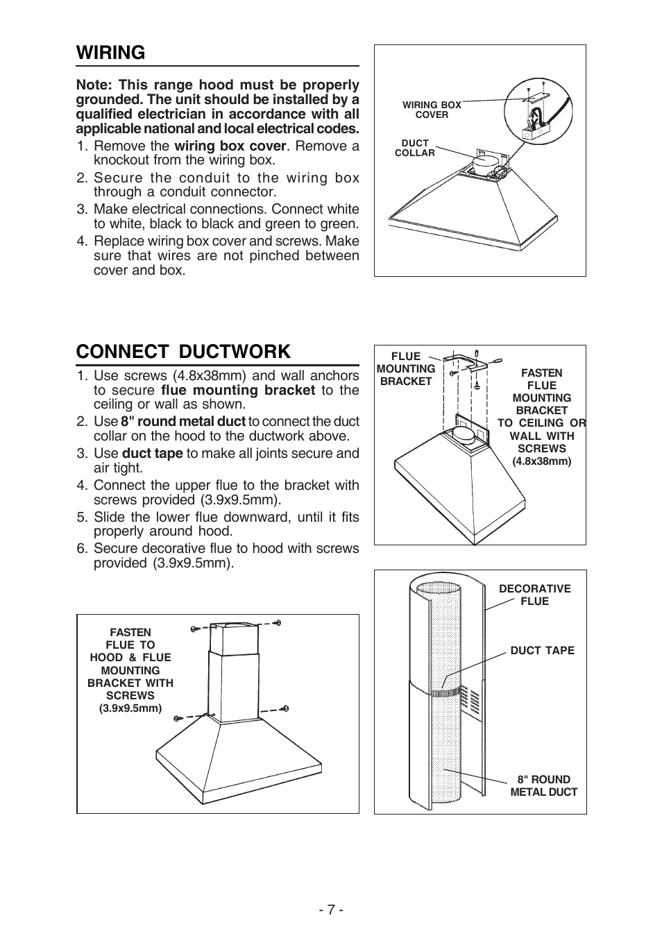 Connect ductwork, Wiring | Best K42 User Manual | Page 7 / 32