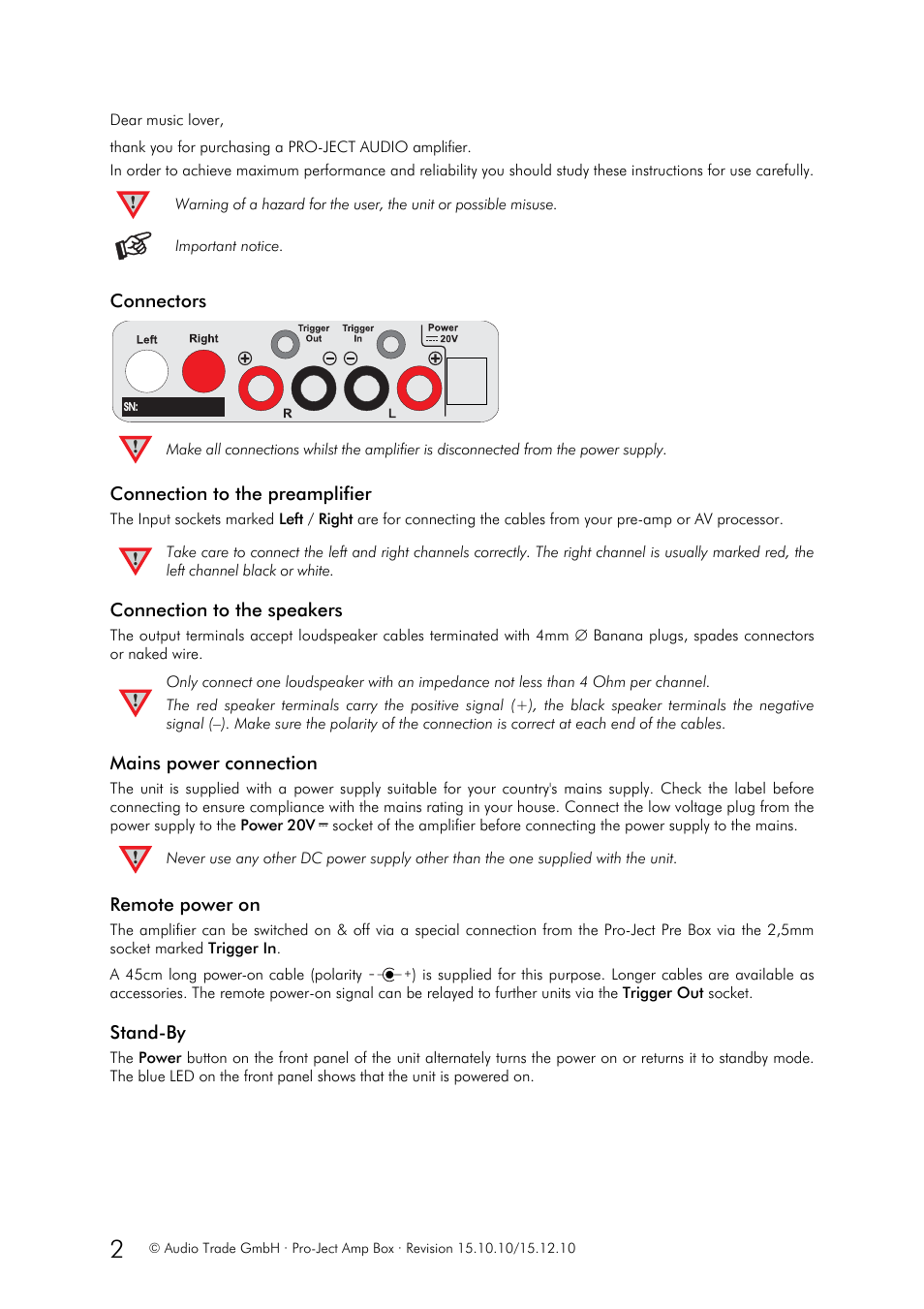 Pro-Ject Audio Systems Amp Box User Manual | Page 2 / 3