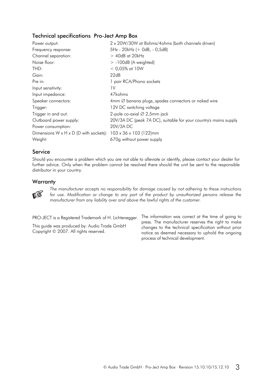 Pro-Ject Audio Systems Amp Box User Manual | Page 3 / 3