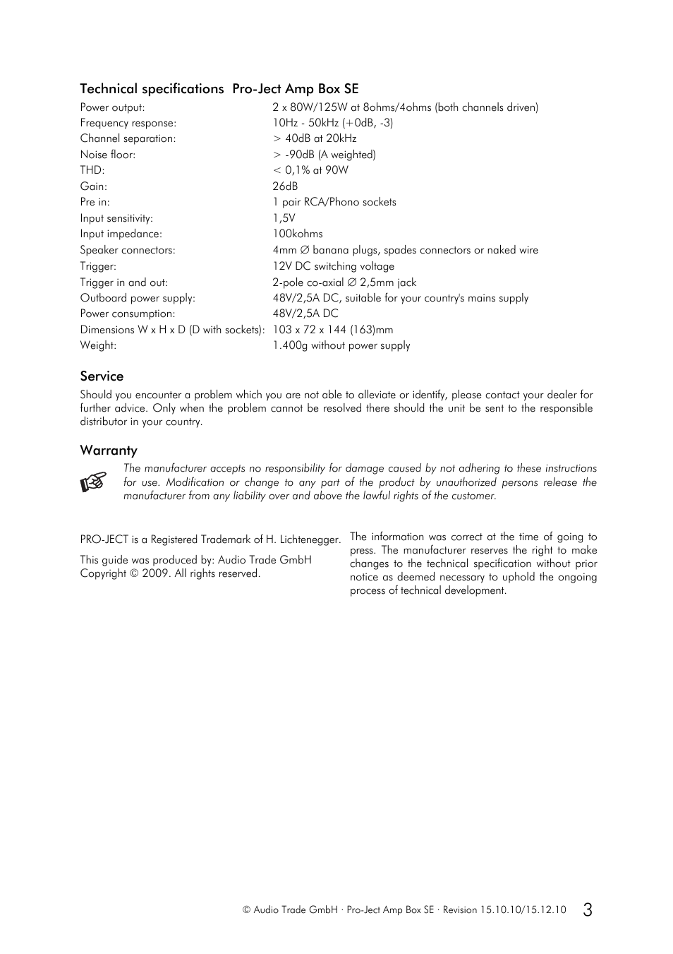 Pro-Ject Audio Systems Amp Box SE User Manual | Page 3 / 3