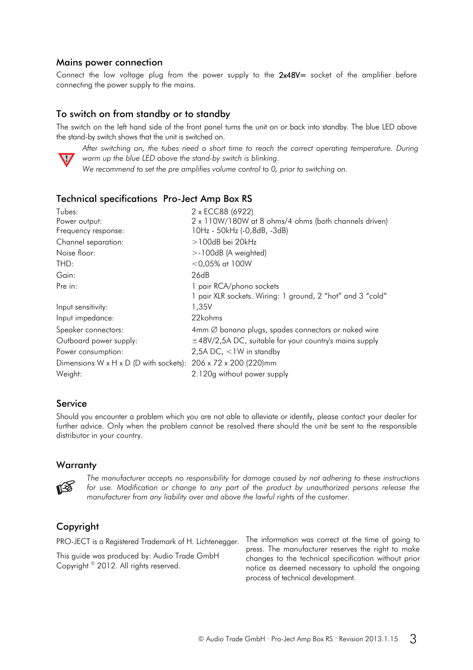 Pro-Ject Audio Systems Amp Box RS User Manual | Page 3 / 3