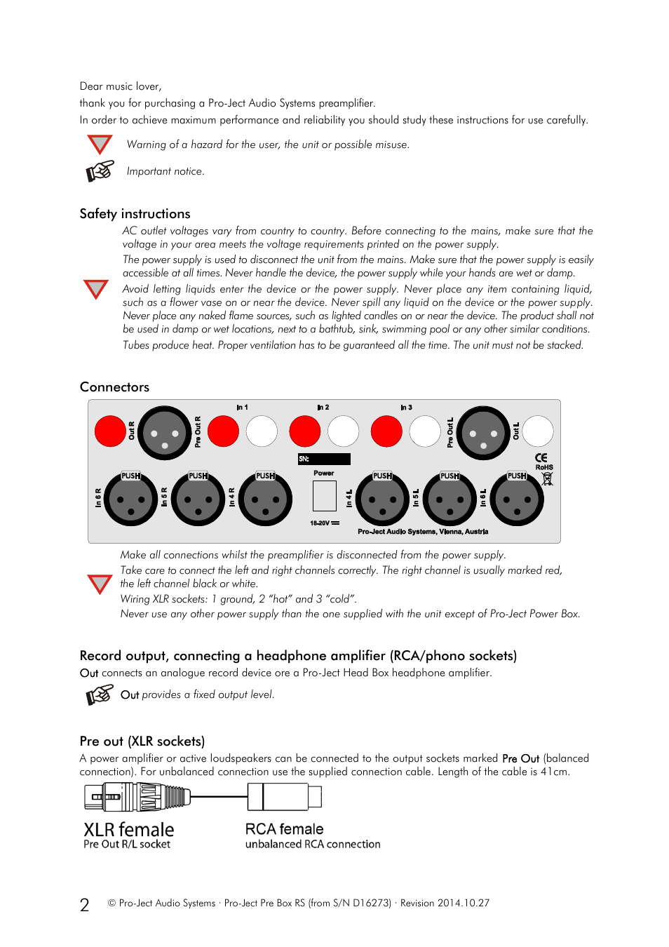 Pro-Ject Audio Systems Pre Box RS User Manual | Page 2 / 4
