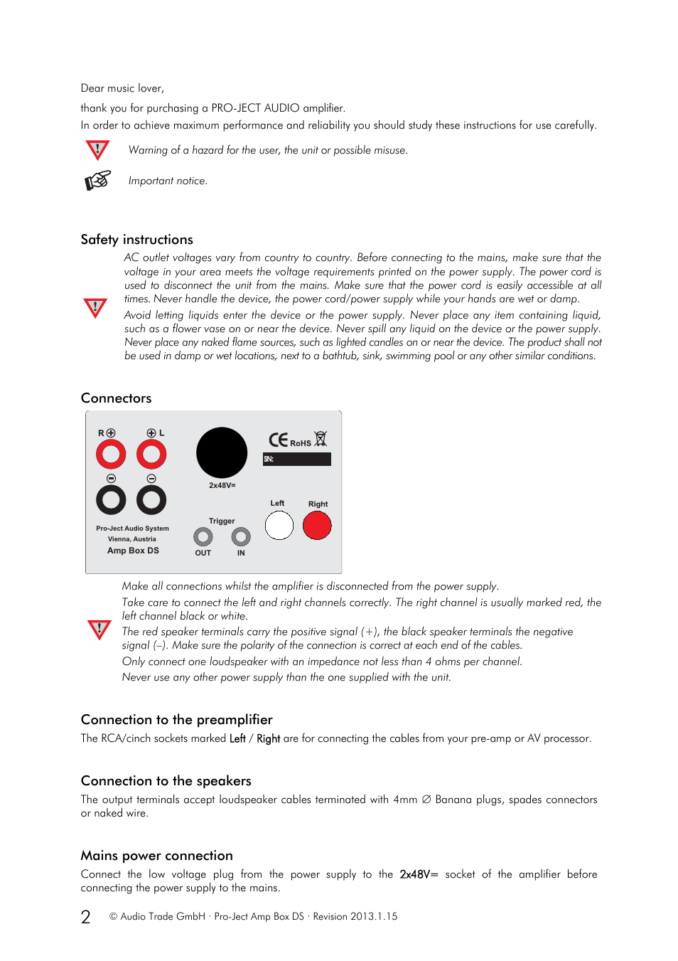Pro-Ject Audio Systems Amp Box DS User Manual | Page 2 / 3