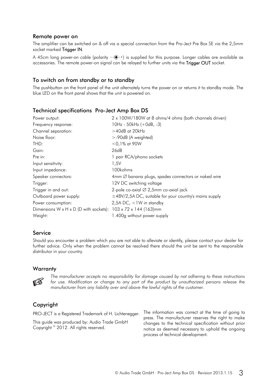 Pro-Ject Audio Systems Amp Box DS User Manual | Page 3 / 3