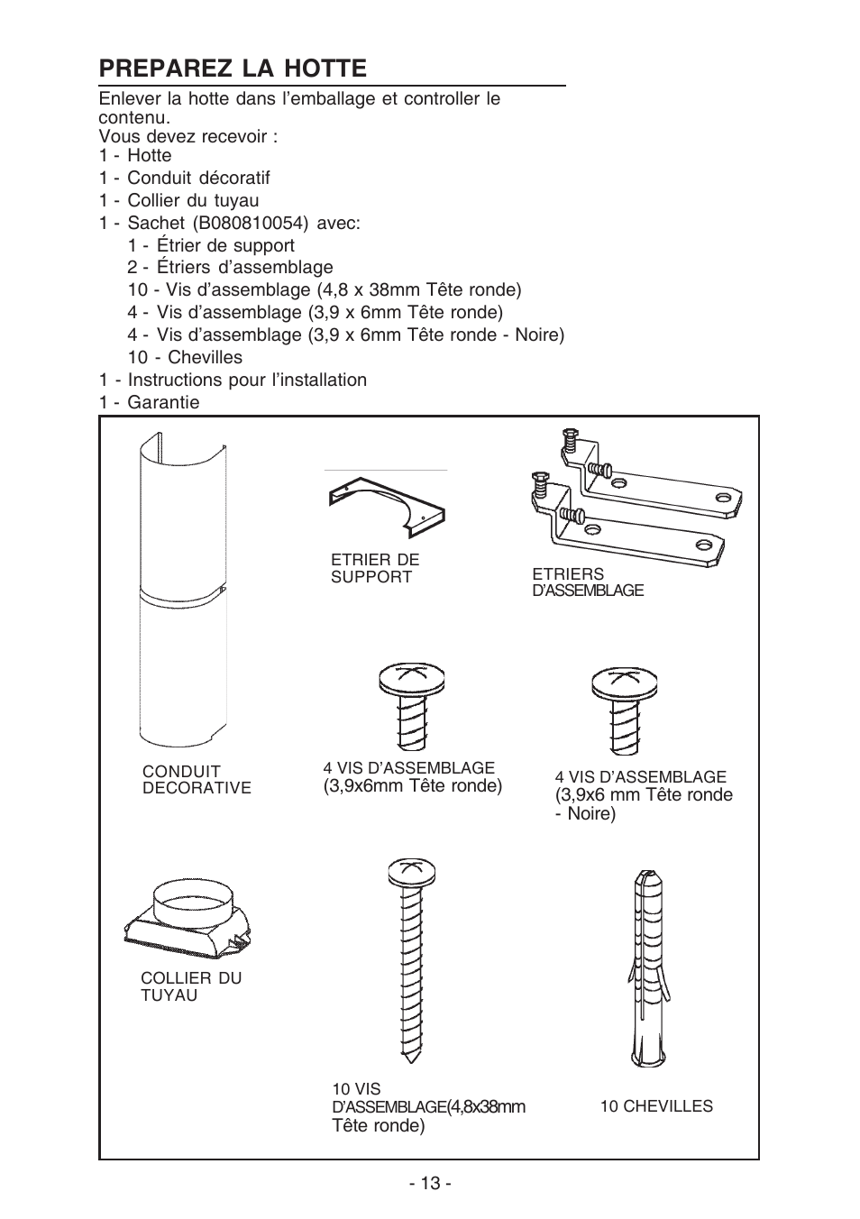 Preparez la hotte | Best K15 User Manual | Page 13 / 32