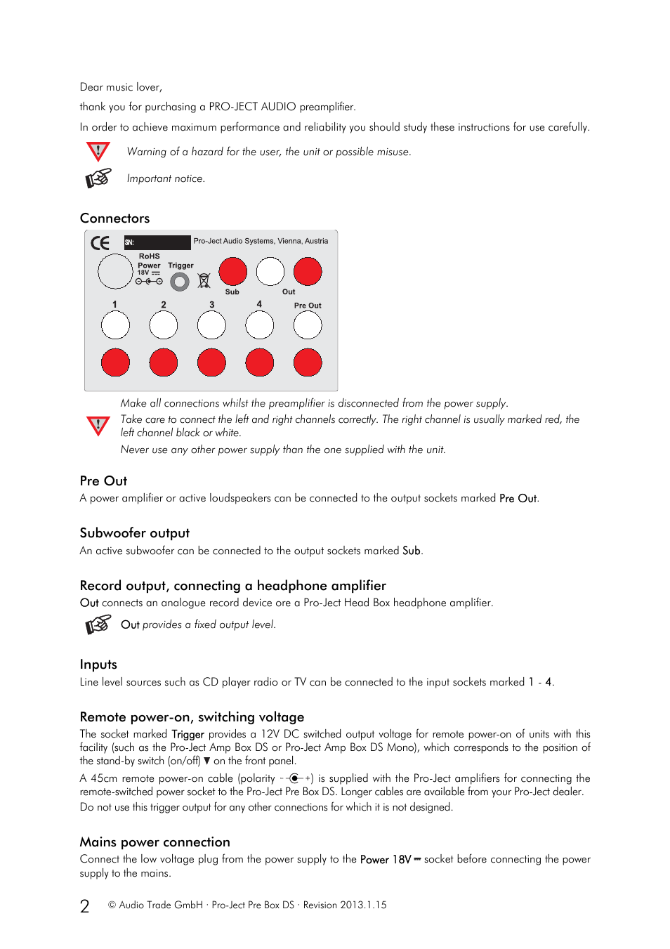 Pro-Ject Audio Systems Pre Box DS User Manual | Page 2 / 4