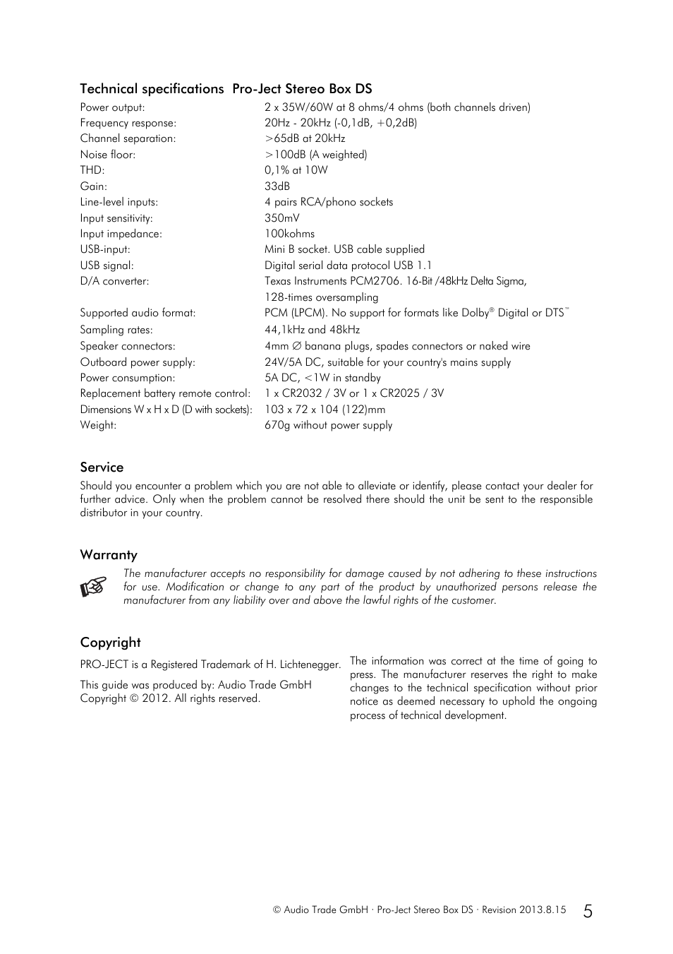 Pro-Ject Audio Systems Stereo Box DS User Manual | Page 5 / 5