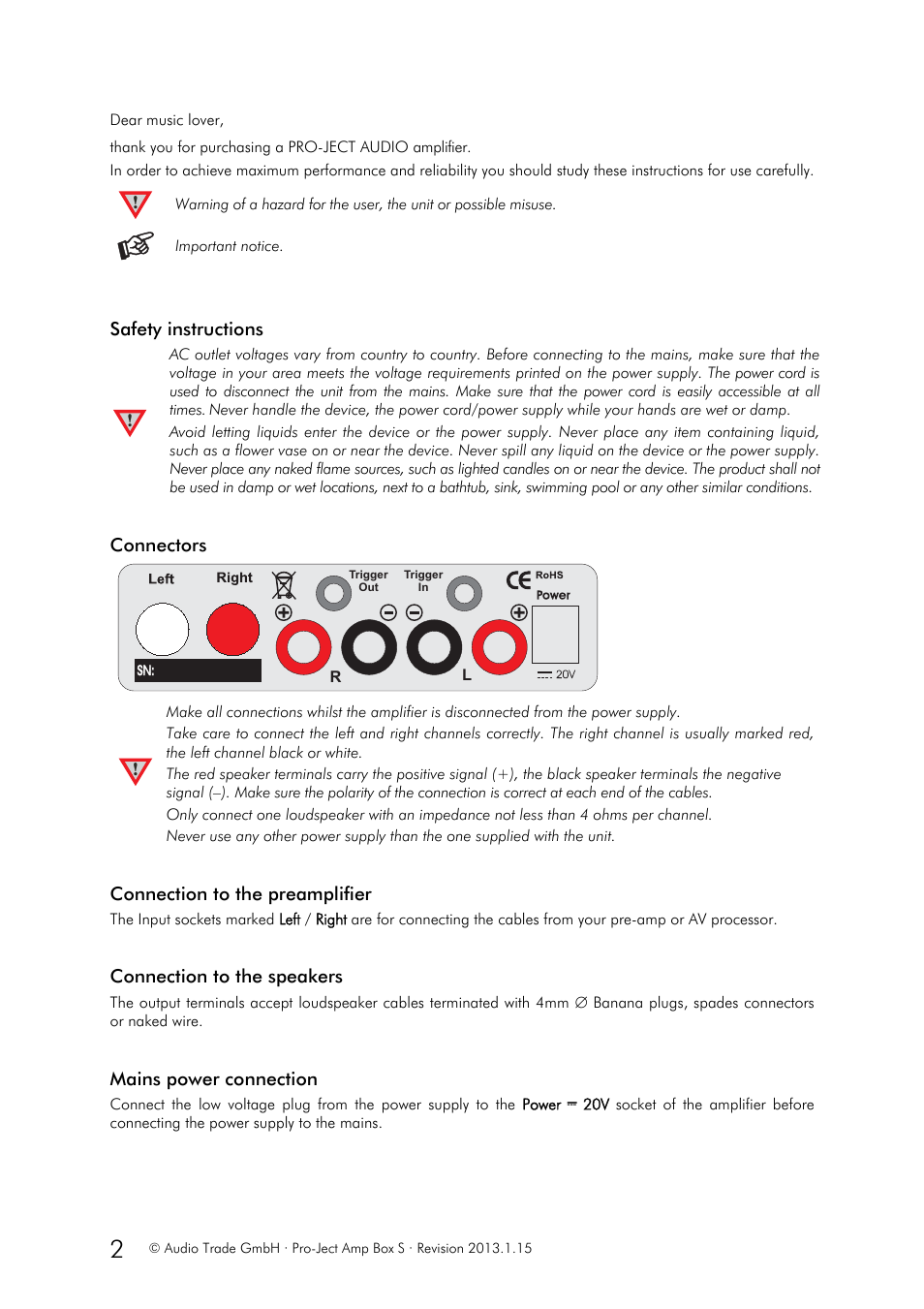 Pro-Ject Audio Systems Amp Box S User Manual | Page 2 / 3