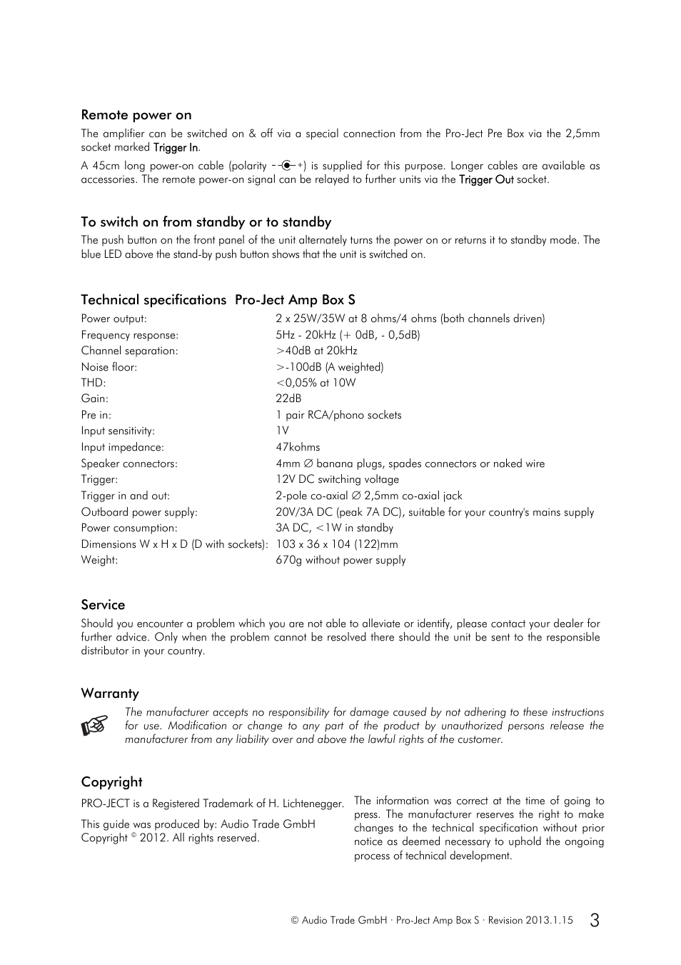 Pro-Ject Audio Systems Amp Box S User Manual | Page 3 / 3