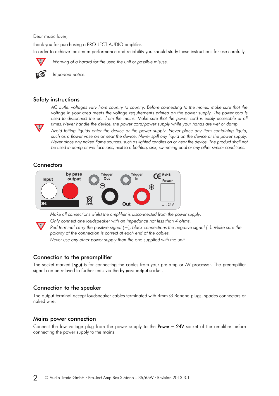 Pro-Ject Audio Systems Amp Box S Mono User Manual | Page 2 / 3