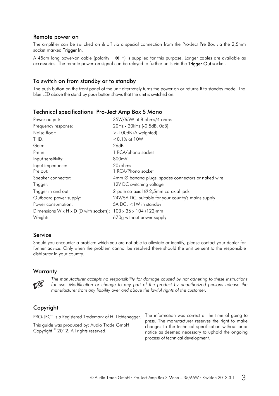 Pro-Ject Audio Systems Amp Box S Mono User Manual | Page 3 / 3