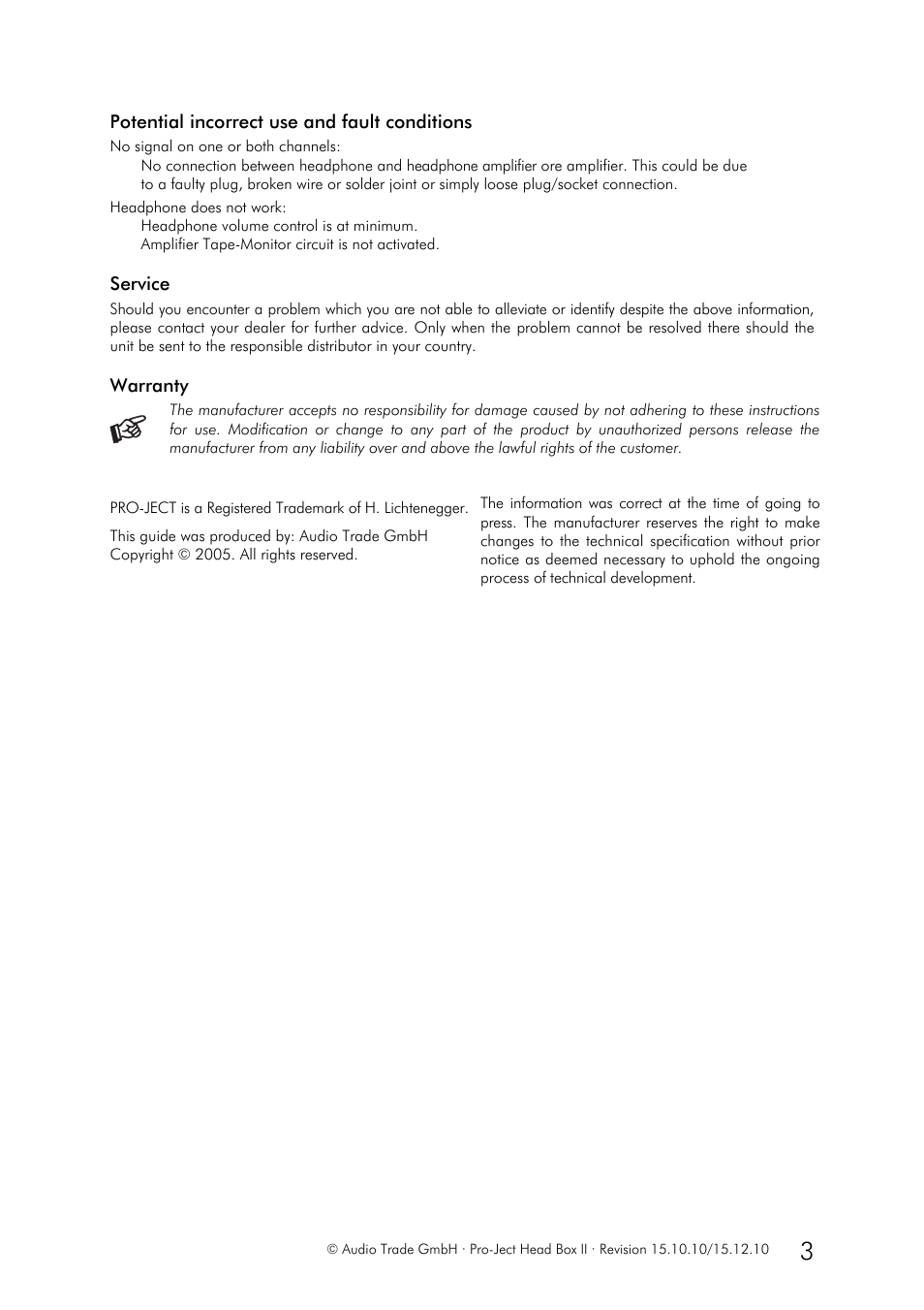Pro-Ject Audio Systems Head Box II User Manual | Page 3 / 3