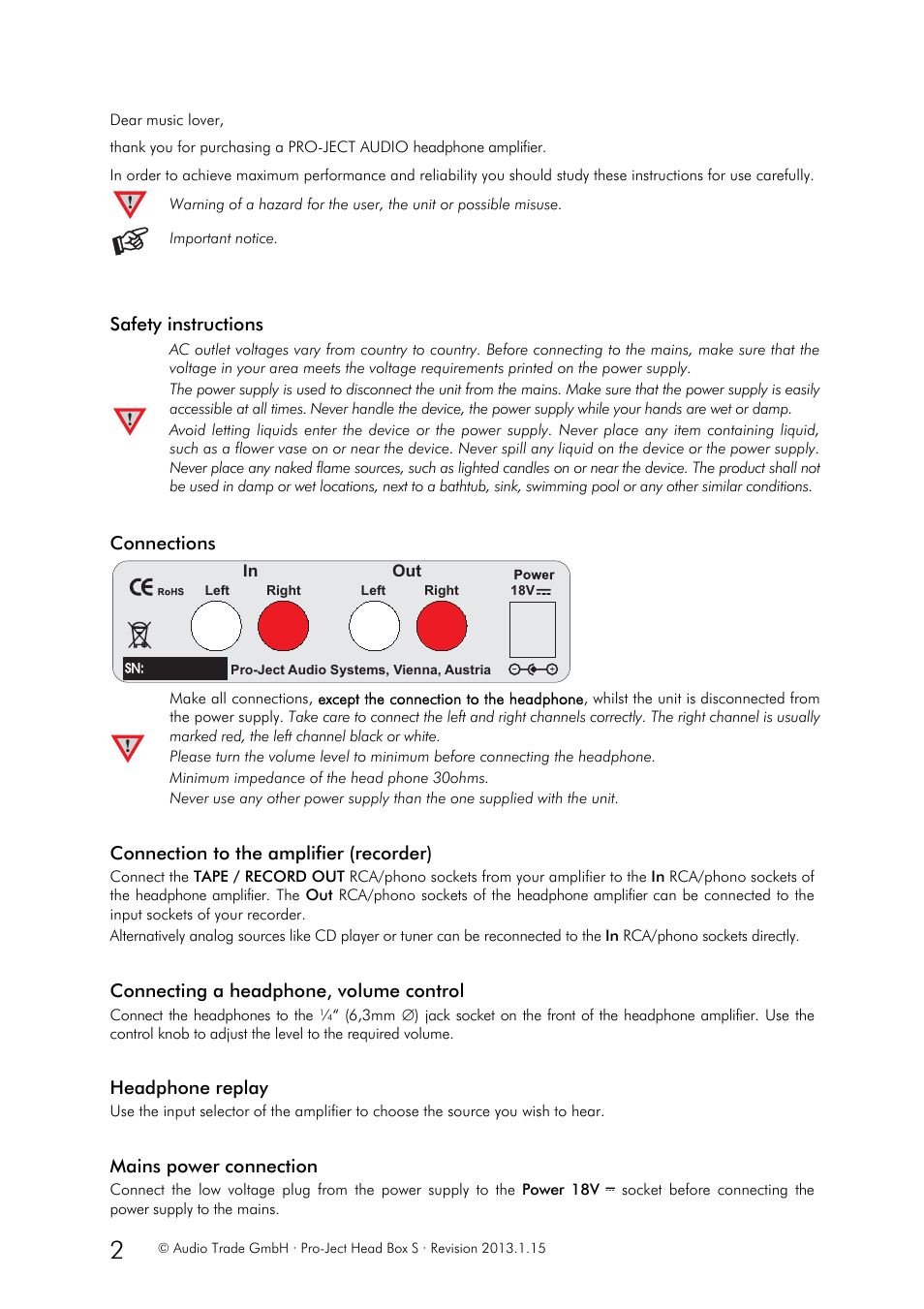 Pro-Ject Audio Systems Head Box S User Manual | Page 2 / 3