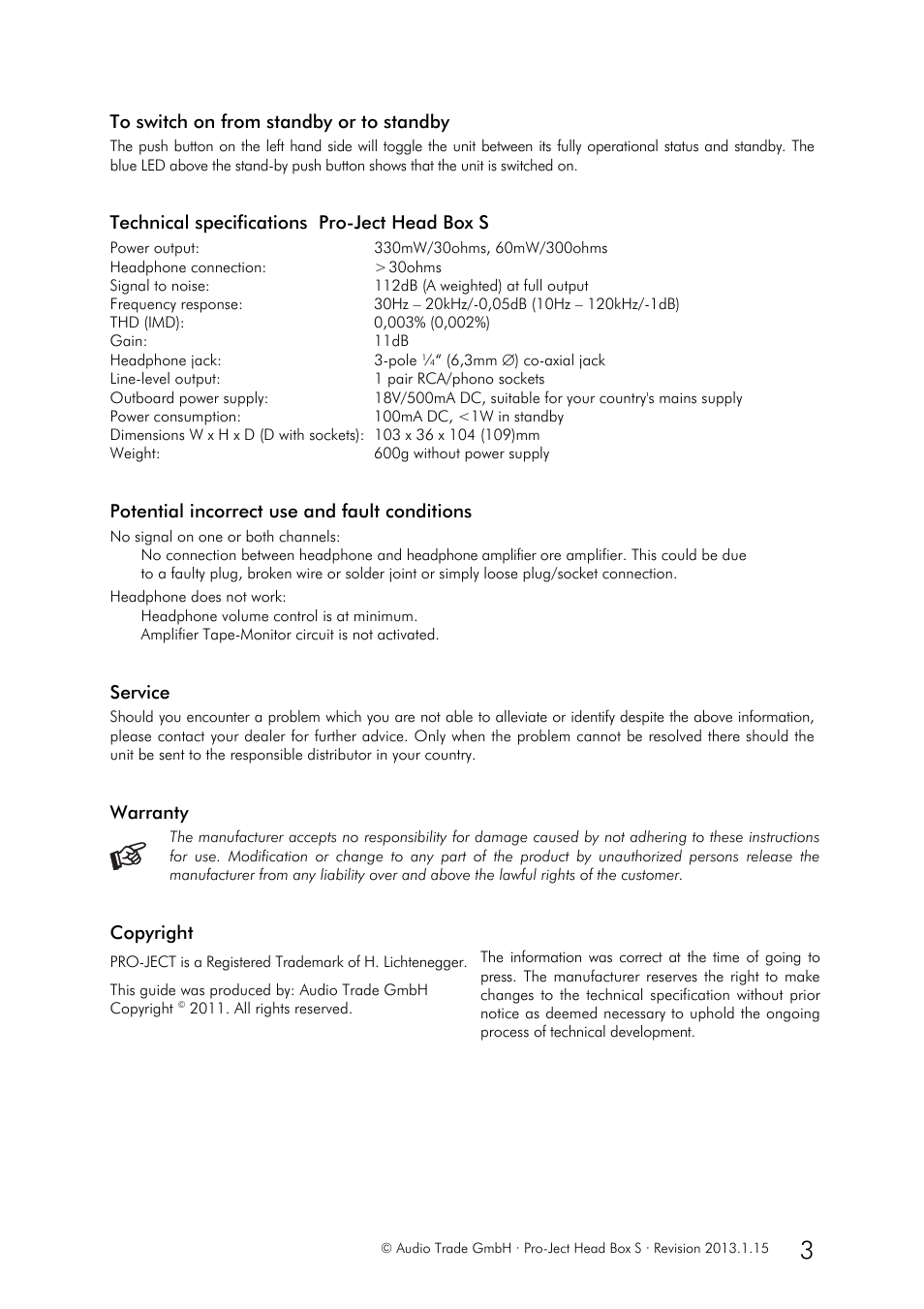 Pro-Ject Audio Systems Head Box S User Manual | Page 3 / 3