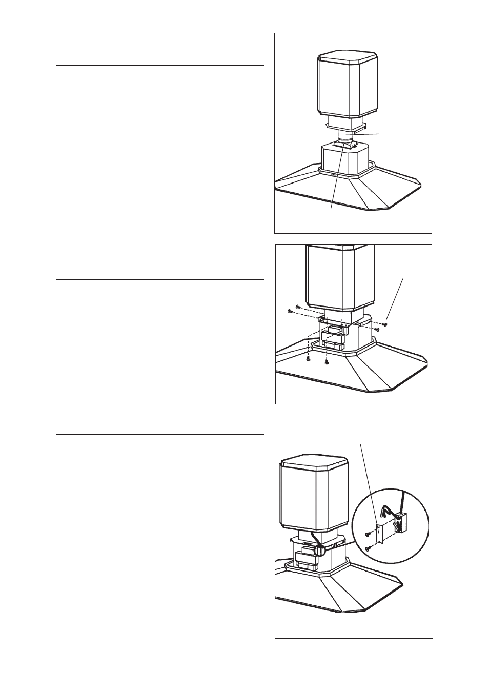 Installation electrique, Connexion du systeme d’evacuation, Montage de la hotte sur la structure de support | Best IS170  EU User Manual | Page 22 / 44