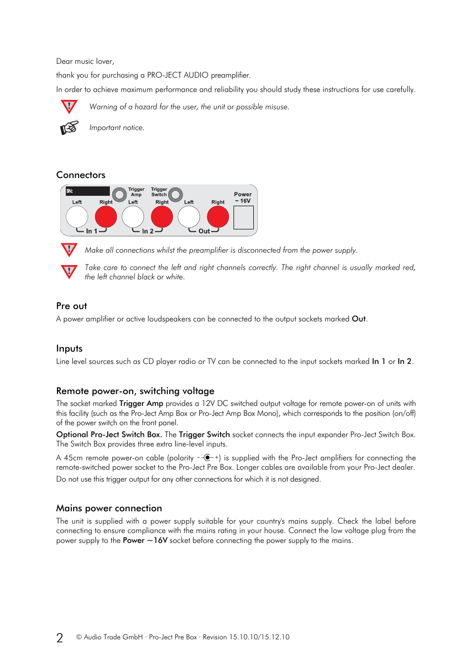 Pro-Ject Audio Systems Pre Box User Manual | Page 2 / 4