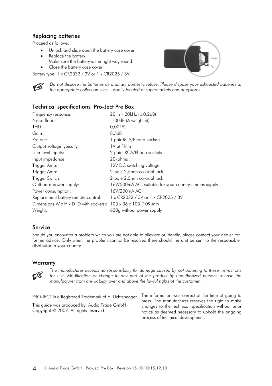 Pro-Ject Audio Systems Pre Box User Manual | Page 4 / 4