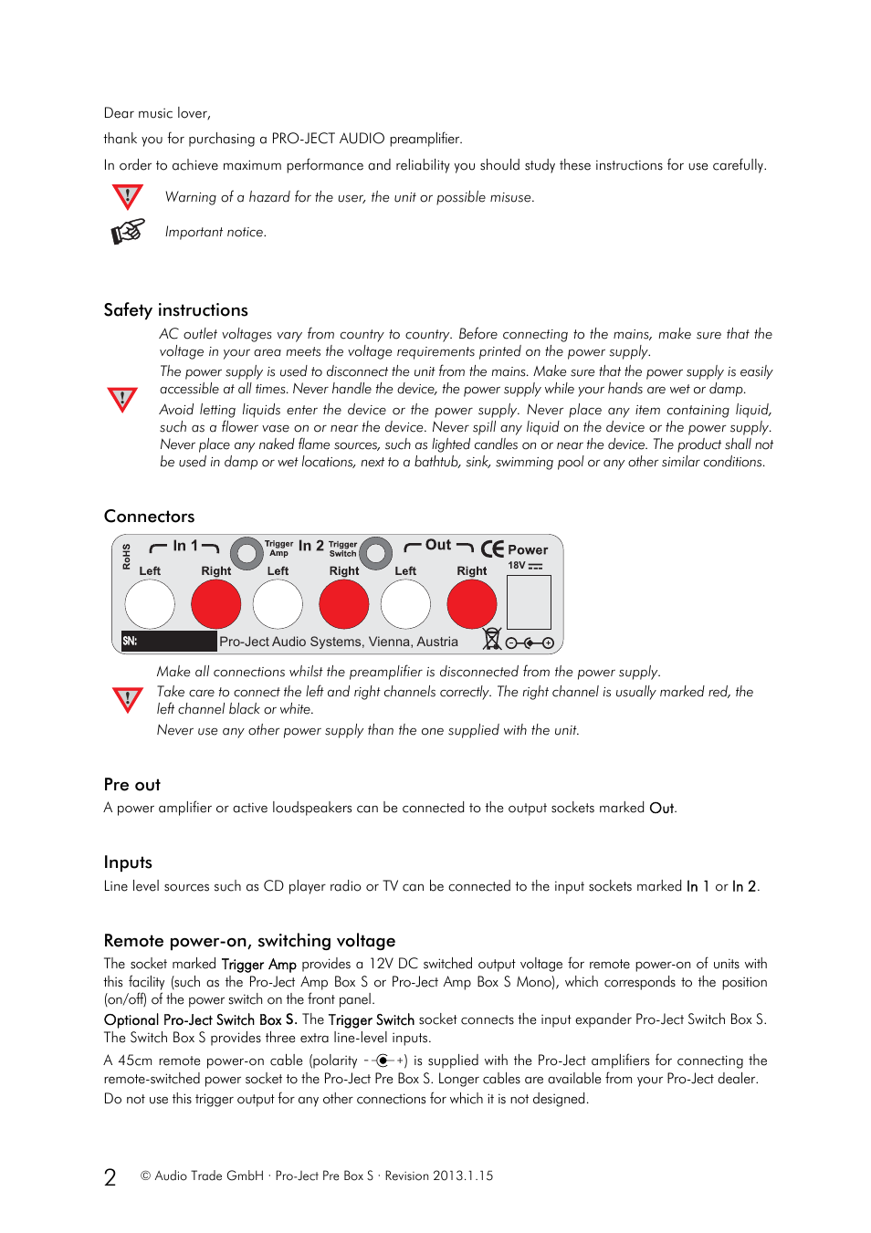 Pro-Ject Audio Systems Pre Box S User Manual | Page 2 / 4