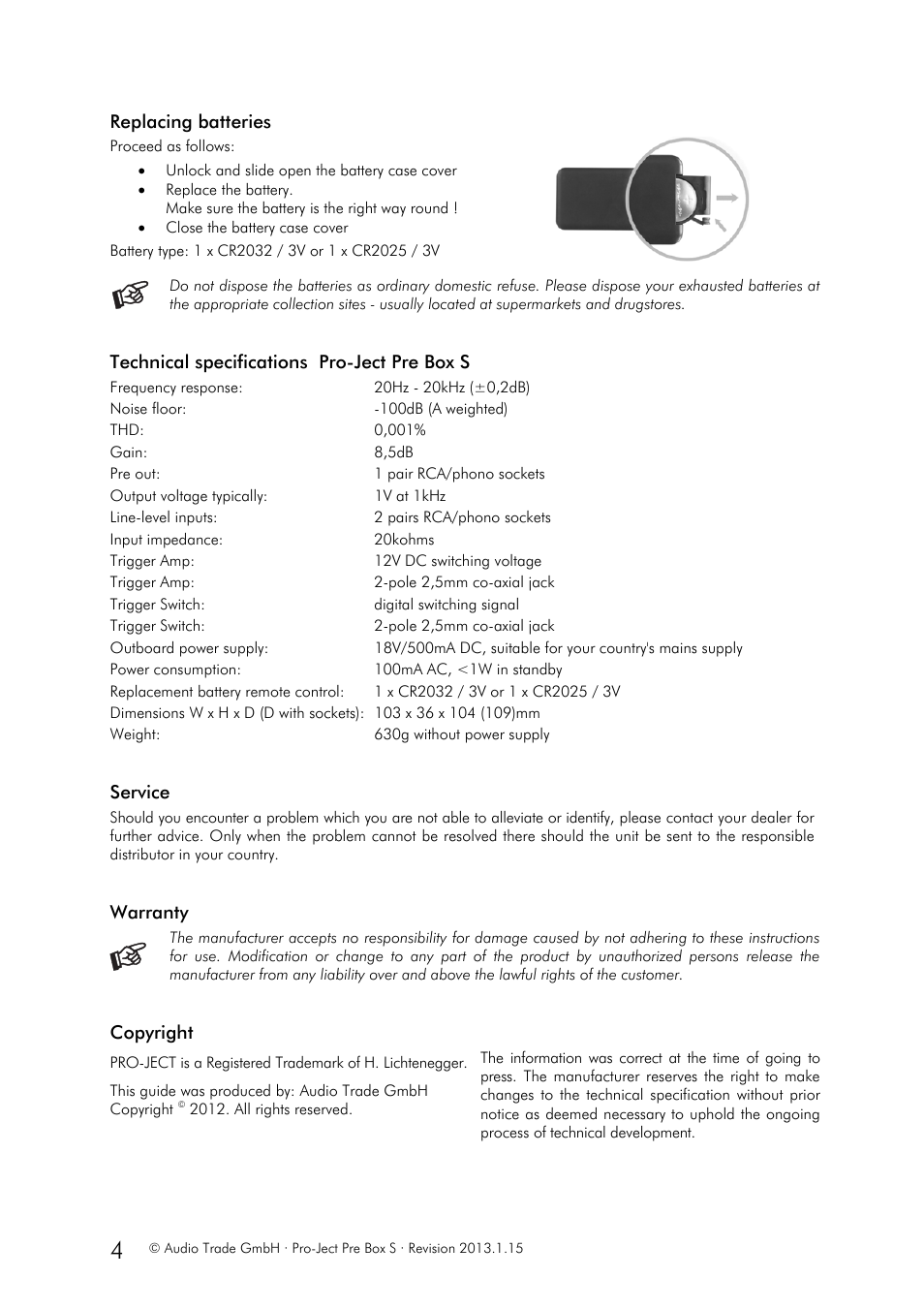 Pro-Ject Audio Systems Pre Box S User Manual | Page 4 / 4