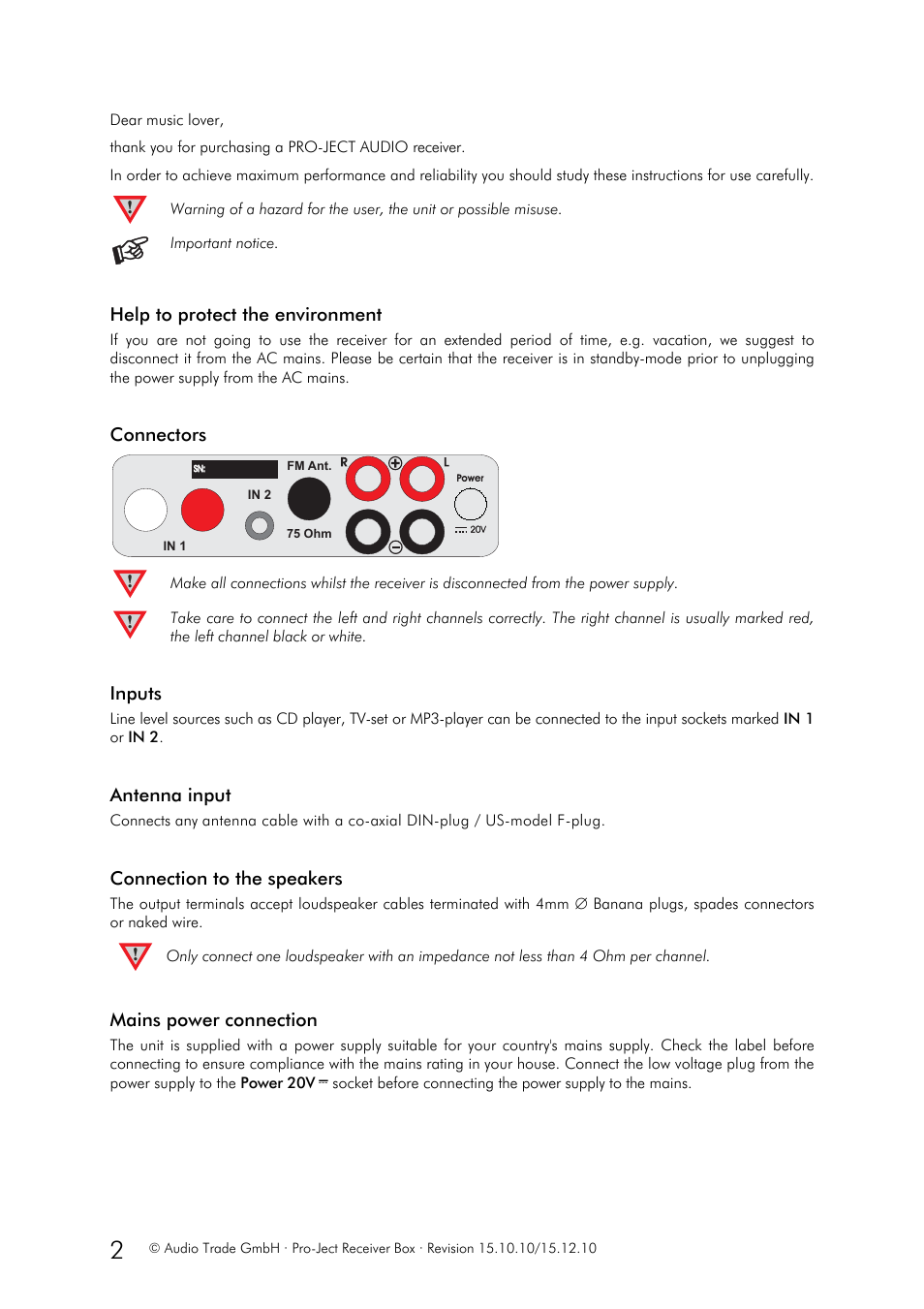 Pro-Ject Audio Systems Receiver Box User Manual | Page 2 / 6