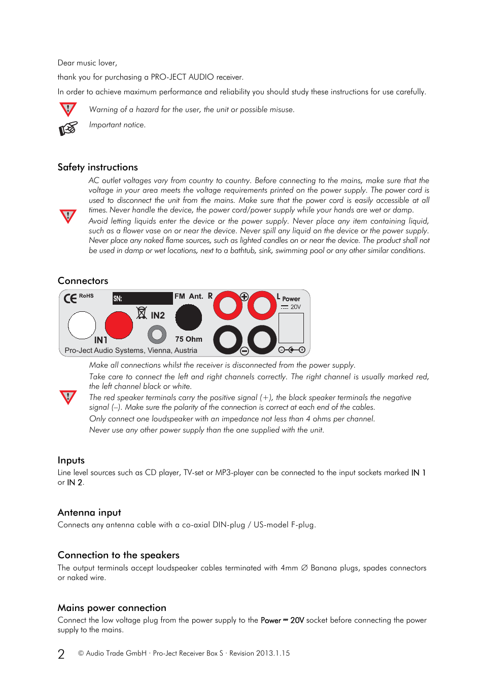 Pro-Ject Audio Systems Receiver Box S User Manual | Page 2 / 6