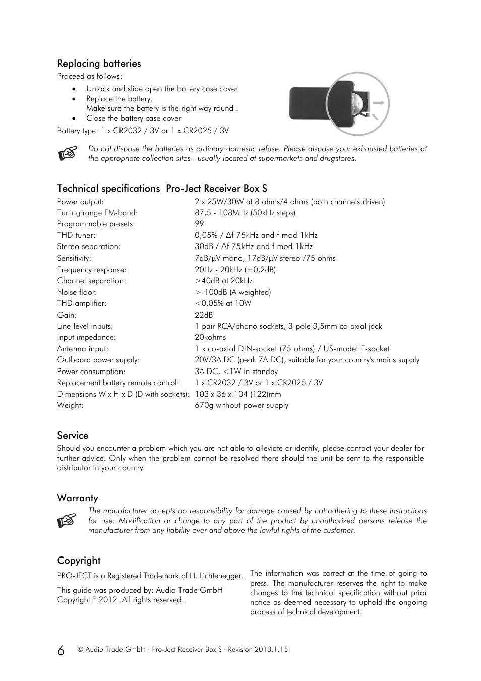 Pro-Ject Audio Systems Receiver Box S User Manual | Page 6 / 6