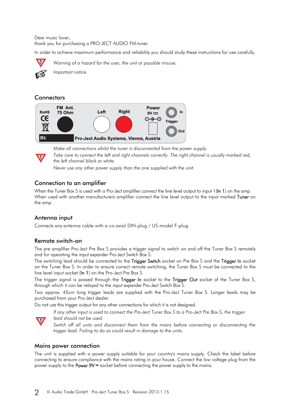 Pro-Ject Audio Systems Tuner Box S User Manual | Page 2 / 6