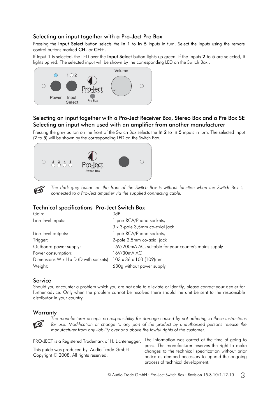 Pro-Ject Audio Systems Switch Box User Manual | Page 3 / 3