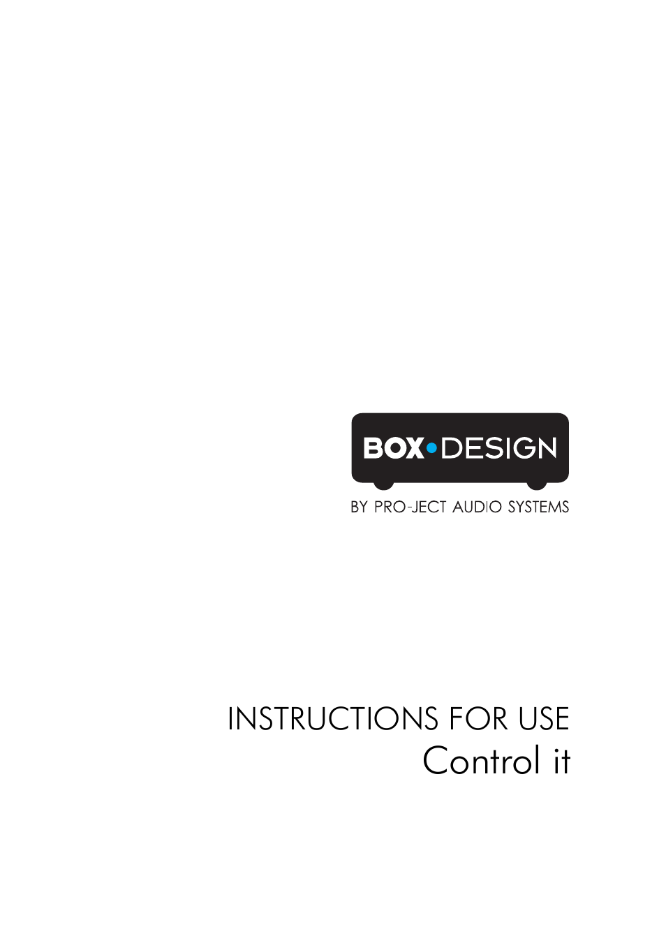 Pro-Ject Audio Systems Control it User Manual | 9 pages