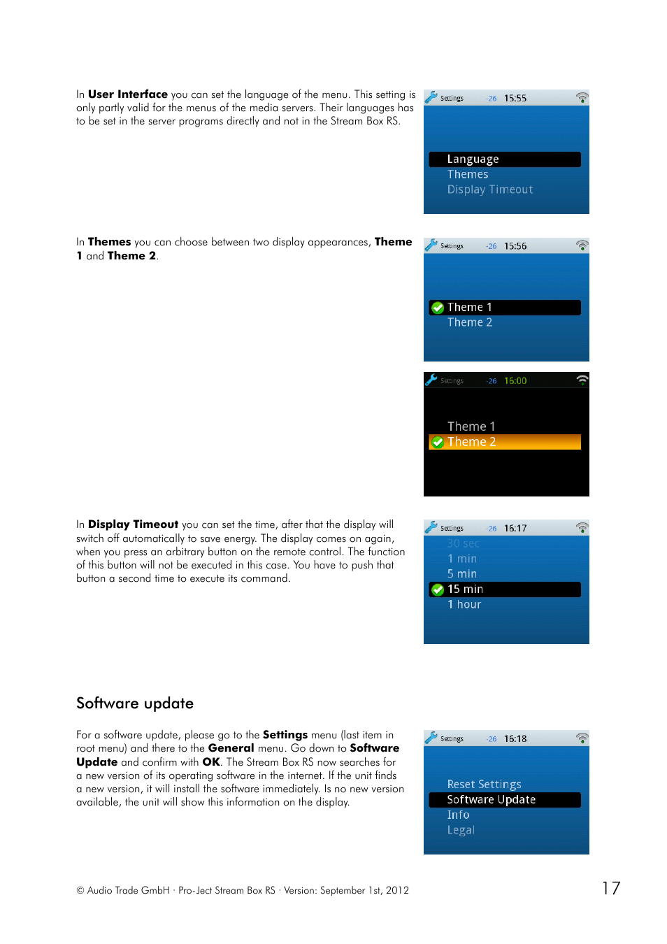 Software update | Pro-Ject Audio Systems Stream Box RS User Manual | Page 17 / 20