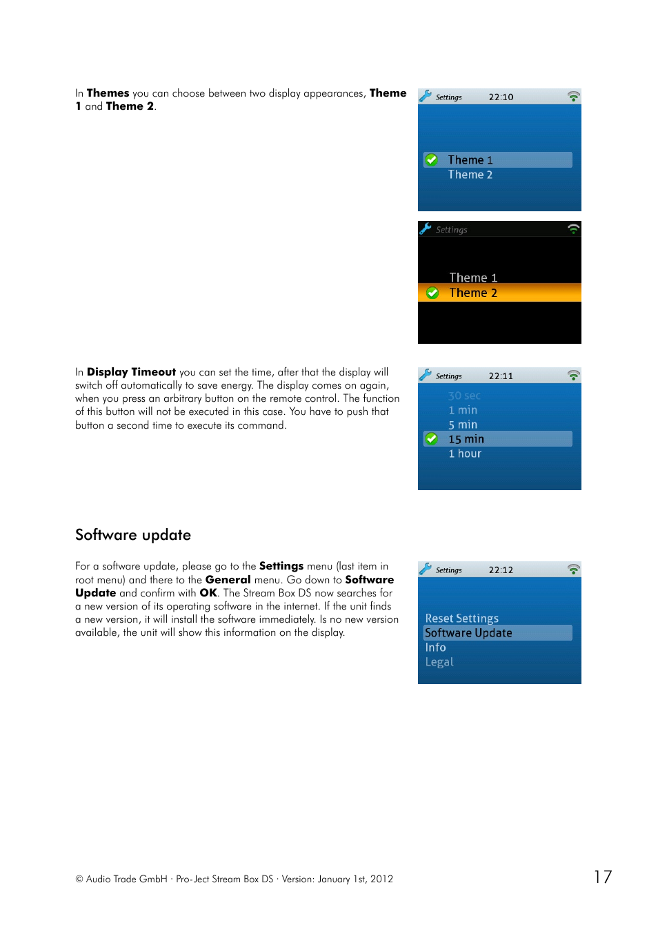 Software update | Pro-Ject Audio Systems Stream Box DS net User Manual | Page 17 / 20