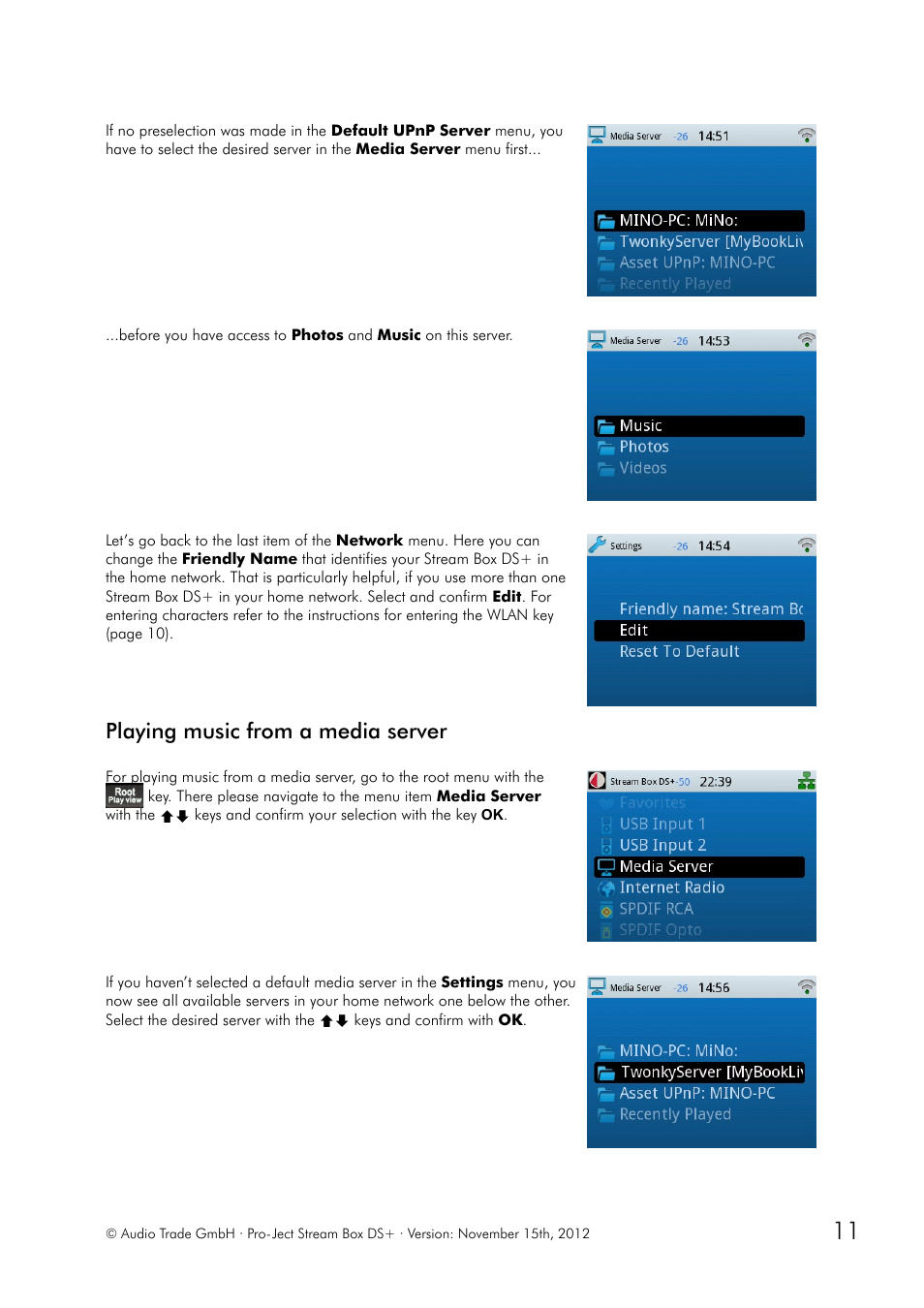 Playing music from a media server | Pro-Ject Audio Systems Stream Box DS + User Manual | Page 11 / 20